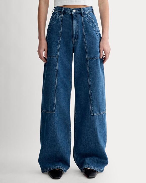 Everlane Denim - Everlane The Carpenter Jean Medium Blue 31R Wide Leg Jeans